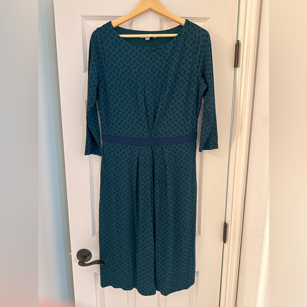 Boden Green And Blue 3/4 Sleeve Dress